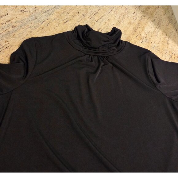 Susan Graver Essentials Woman's Size M Black  Butterknit Ruched Turtleneck Top - Picture 7 of 14
